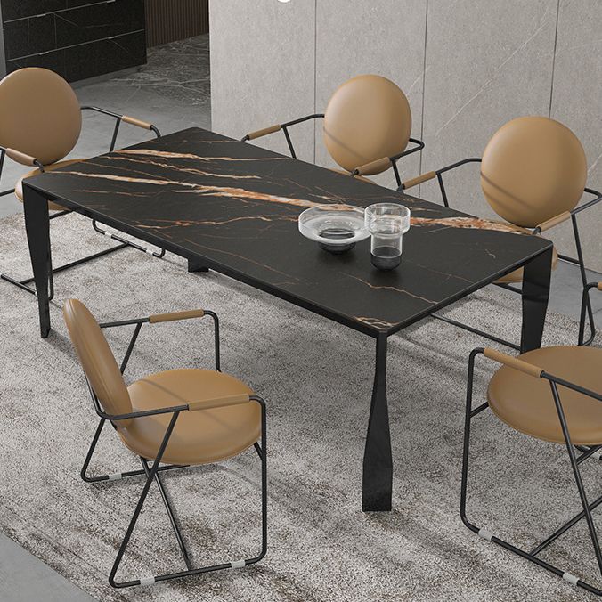 Modern Style Sintered Stone Dining Table Black Rectangle Kitchen Table with 4 Legs Clearhalo ' dining_table' 'Dining Tables & Seating' 'Dining Tables' 'furn' 'furn_dining_table' 'Furniture' 'furniture_dining_table' 'Kitchen & Dining Furniture' 'kitchen&dining_furn' 'kitchen' 'kitchen_dining_table' 1200x1200_746a0184-de14-41fc-a920-b57804acd56c