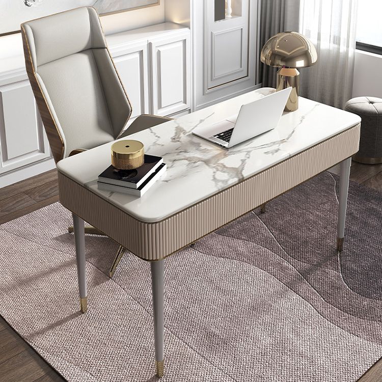 Escritorio de escritura rectangular de glamour Desk de oficina de piedra con 2/3 cajones