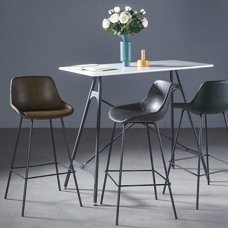 Modern Counter Bar Stool Armless Leather Indoor Bar Stool with Footrest Metal Base Clearhalo 'Bar Furniture' 'Bar Stools' 'bar_stools' 'furn' 'furn_bar_stools' 'furniture_bar_stools' 'Kitchen & Dining Furniture' 'kitchen&dining_furn' 'kitchen' 'kitchen_furn' Furniture' 1200x1200_746dade3-5d57-40bb-93d9-81791834e4a3