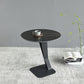 Pedestal Stone Coffee Table Round Single Cocktail Table in Black/White