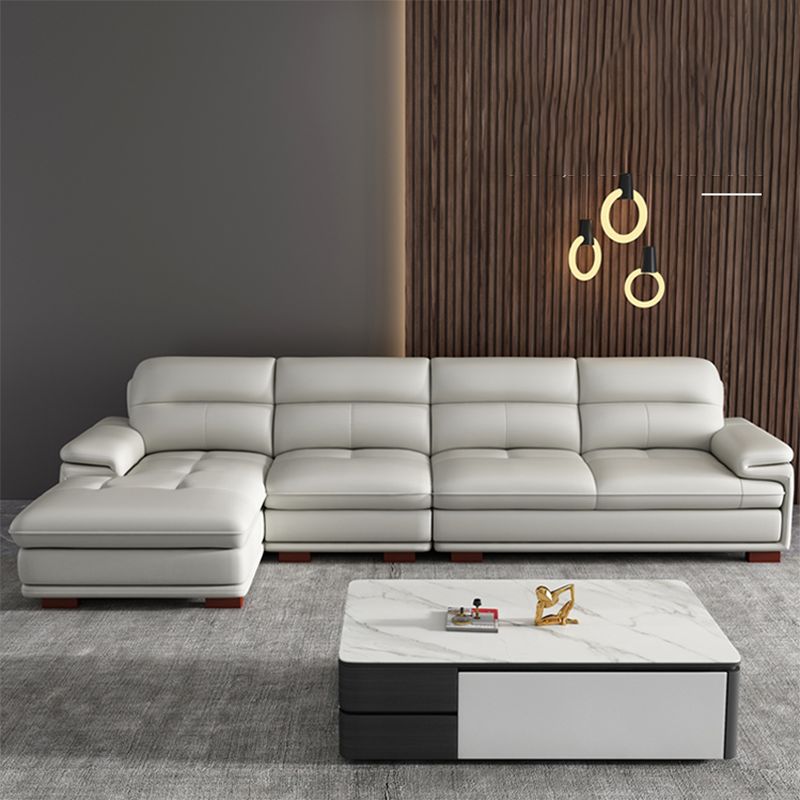 Nordic Stationary Genuine Leather Living Room Recessed Arm Sofa Chaise Clearhalo 'furn' 'furn_sectionals' 'Furniture' 'Living Room Furniture' 'Sectionals' 1200x1200_7470c3f1-ca4e-4eb5-969f-f6ba825ee320