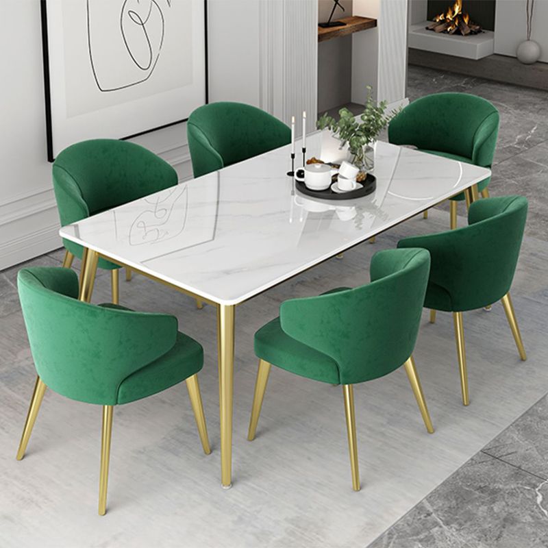 Glam White Sintered Stone Dining Table Set 1/2/5/7 Pieces Dining Set for Home Use Clearhalo 'Dining Room Sets' 'Dining Tables & Seating' 'dining_room_set' 'furn' 'furn_dining_room_set' 'Furniture' 'furniture_dining_room_set' 'Kitchen & Dining Furniture' 1200x1200_74717298-d3af-41e5-89b9-16a3d1fb72f4