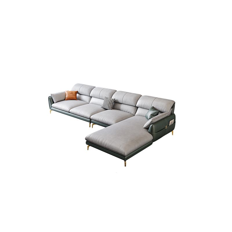 Scandinavian Faux Leather Light-grey Sectional for Apartment Clearhalo 'furn' 'furn_sectionals' 'Furniture' 'furniture_sectionals' 'kitchen' 'kitchen_sectionals' 'Living Room Furniture' 'Sectionals' 1200x1200_747353d7-1164-43aa-8522-a9a6084b984a