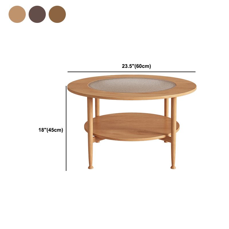 Mesa de café de madera y vidrio nórdica 4 patas de café con almacenamiento