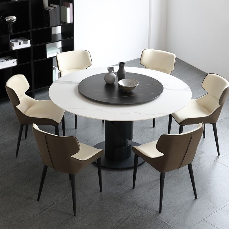 Set di dinette in pietra sinterizzato moderno 1/3/4/5/7 pezzi tavolo da pranzo rotondo con giradischi