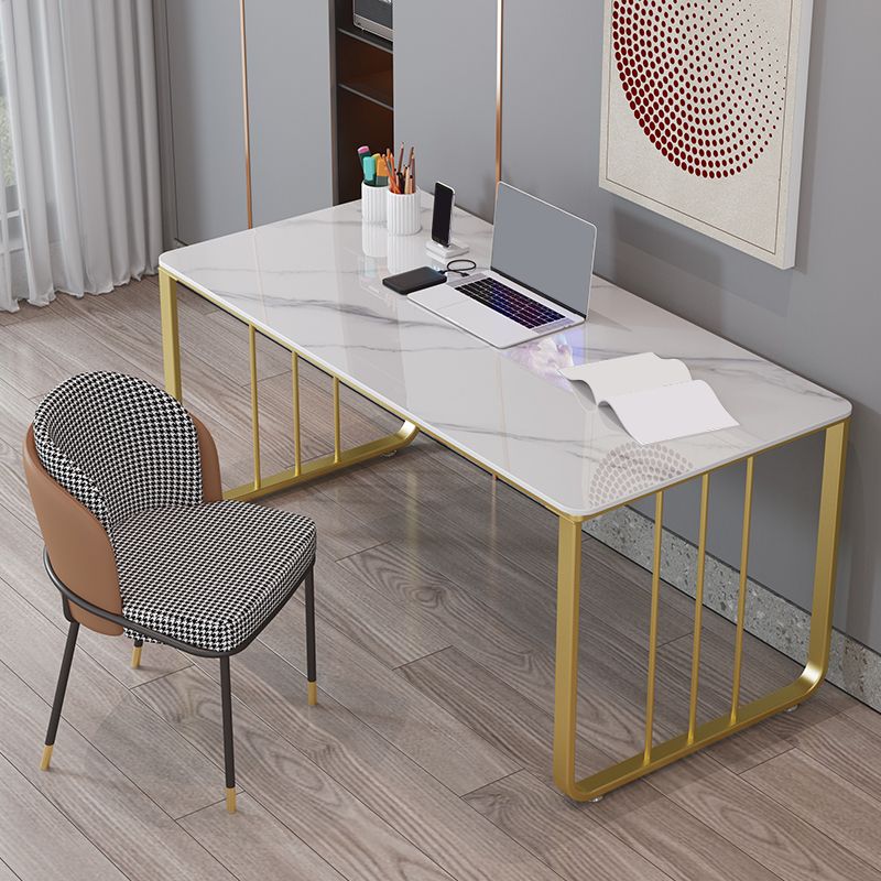 Glam 29.53-inch Tall Writing Desk Stone Rectangular Office Desk Clearhalo 'furn' 'furn_office_desk' 'Furniture' 'Office Desks' 'Office Furniture' 'office_desk' 1200x1200_7474c305-9b61-4f90-ac87-b16ee7b0c89f