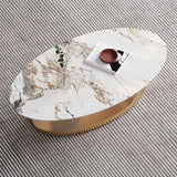 27" Wide Glam Cocktail Table Slate Oval Coffee Cocktail Table