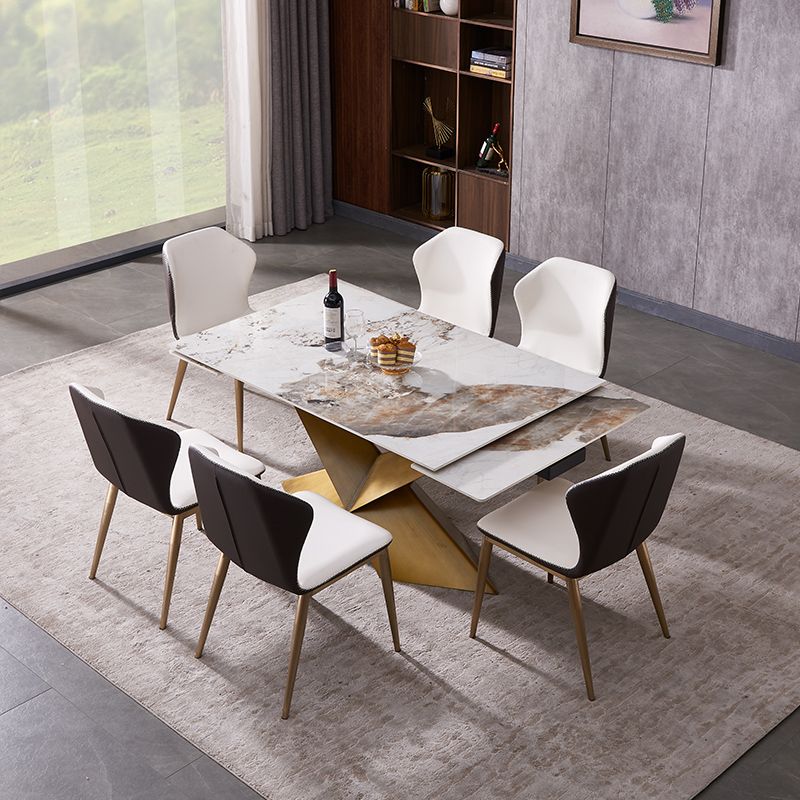 Nordic Glam Style 1/4/5/7 Pieces Dining Sintered Stone Dining Table Set for Kitchen Clearhalo 'Dining Room Sets' 'Dining Tables & Seating' 'dining_room_set' 'furn' 'furn_dining_room_set' 'Furniture' 'furniture_dining_room_set' 'Kitchen & Dining Furniture' 'kitchen&dining_furn' 'kitchen' 1200x1200_7477873f-ea63-4fec-98bd-af481b0f8cf9