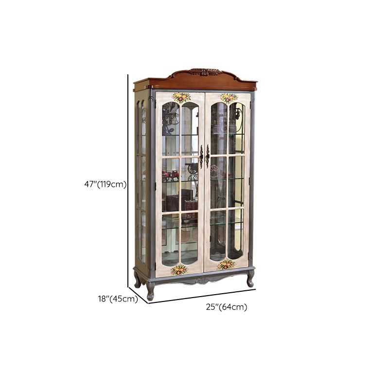 Industrial Accent Cabinet Solid Wood Storage Cabinet with Glass Doors Clearhalo 'Cabinets & Chests' 'cabinets_chests' 'furn' 'furn_cabinets_chests' 'Furniture' 'Living Room Furniture' 1200x1200_7477b721-c9c2-4572-8361-6b471d2257fc