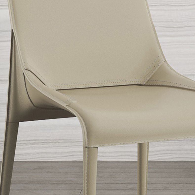 Minimalist Design Leather Dining Side Chairs Armless Solid Back Chair Clearhalo ' kitchen&dining_furn' 'Dining Chairs' 'Dining Tables & Seating' 'dining_chair' 'furn' 'furn_dining_chair' 'Furniture' 'furniture_dining_chair' 'Kitchen & Dining Furniture' 'kitchen' 1200x1200_74798931-51da-4b52-9b1e-9e04018e3a21