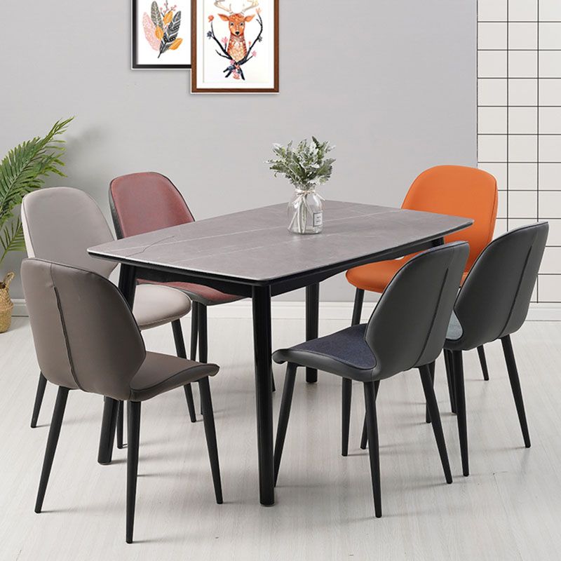 Contemporary Style Dining Chairs Kitchen Armless Wingback Chairs with Metal Legs Clearhalo 'Dining Chairs' 'Dining Tables & Seating' 'dining_chair' 'furn' 'furn_dining_chair' 'Furniture' 'furniture_dining_chair' 'Kitchen & Dining Furniture' 1200x1200_7479d446-d860-4b51-82e7-ca5577ce0464