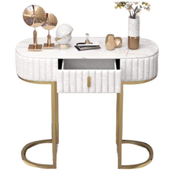 Tavolino di accento console ovale glam finitura antica 13,78 "con console di divano