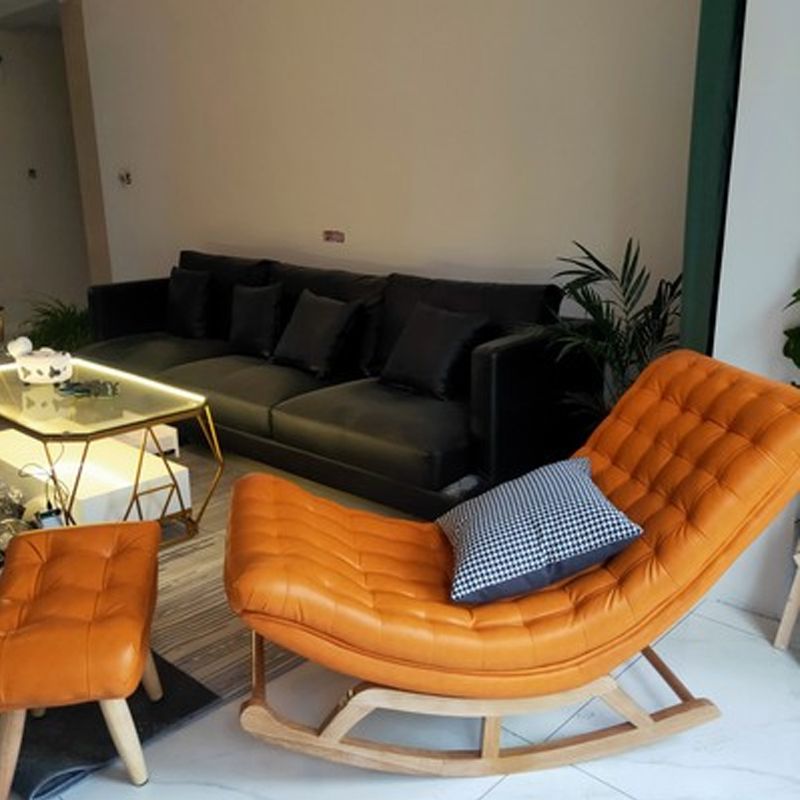 Chaise de chaise chaise intérieure de loisirs en bois moderne chaise à bascule rembourrée