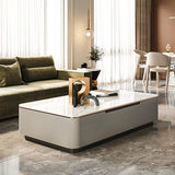 Glam Sled Coffee Table Slate Rectangular Coffee Table Set for Bedroom and Living Room