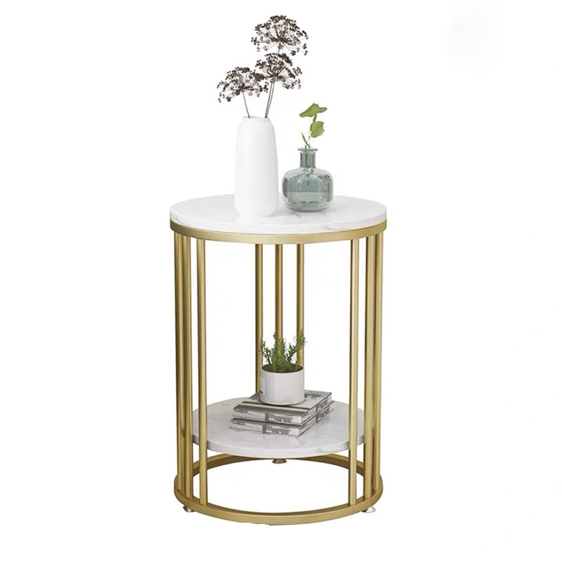 Frame Base Design Gold/ Black Metal Slate Top White Rectangular Side Table Clearhalo 'Coffee & Accent Tables' 'End & Side Tables' 'end_side_tables' 'furn' 'furn_end_side_tables' 'Furniture' 'Living Room Furniture' 1200x1200_747ddfc9-6d08-4d27-96d8-f5faddb9c70c