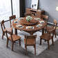 30.7''H Modern Brown Extendable Table Solid Wood Round Dining Table with 4 Legs Base Clearhalo ' dining_table' 'Dining Tables & Seating' 'Dining Tables' 'furn' 'furn_dining_table' 'Furniture' 'furniture_dining_table' 'Kitchen & Dining Furniture' 'kitchen&dining_furn' 'kitchen' 'kitchen_dining_table' 1200x1200_747de7fb-1a66-4776-b123-9bbc4f4735c9