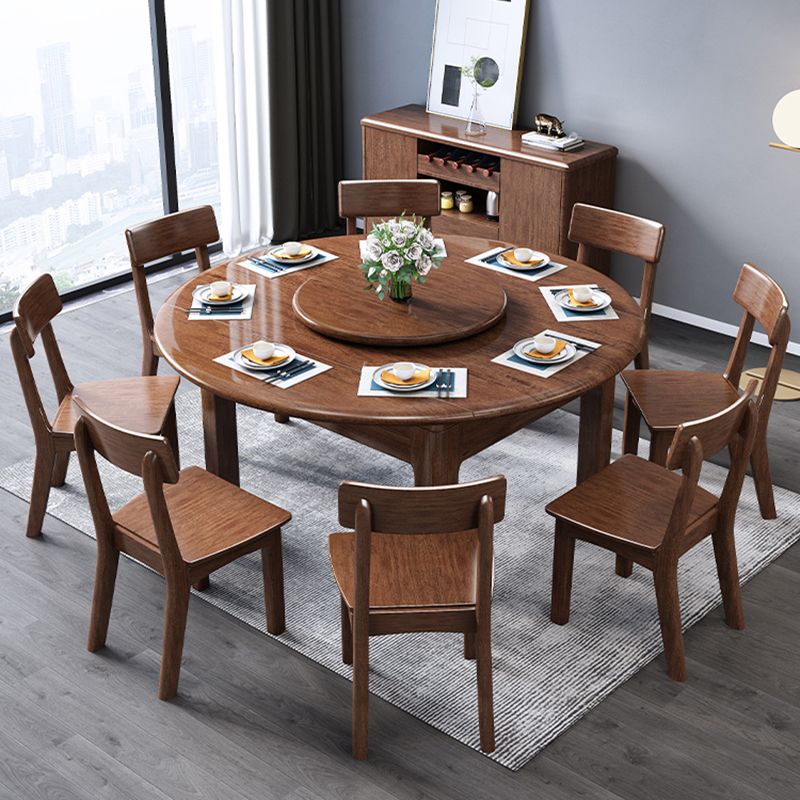 30.7''H Modern Brown Extendable Table Solid Wood Round Dining Table with 4 Legs Base Clearhalo ' dining_table' 'Dining Tables & Seating' 'Dining Tables' 'furn' 'furn_dining_table' 'Furniture' 'furniture_dining_table' 'Kitchen & Dining Furniture' 'kitchen&dining_furn' 'kitchen' 'kitchen_dining_table' 1200x1200_747de7fb-1a66-4776-b123-9bbc4f4735c9