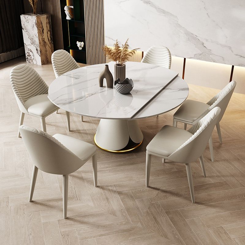 Modern Sintered Stone Dining Room Set with Round Top and White Base Furniture Set Clearhalo 'Dining Room Sets' 'Dining Tables & Seating' 'dining_room_set' 'furn' 'furn_dining_room_set' 'Furniture' 'furniture_dining_room_set' 'Kitchen & Dining Furniture' 'kitchen&dining_furn' 'kitchen' 1200x1200_747e495f-09c2-40d9-9eb6-b5401891d9c7