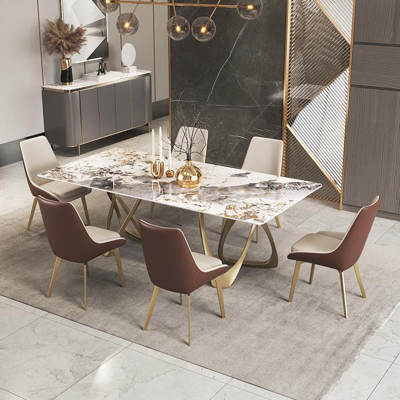 Set di dinette glam beige per casa 1/4/5/7 pezzi set da pranzo in pietra