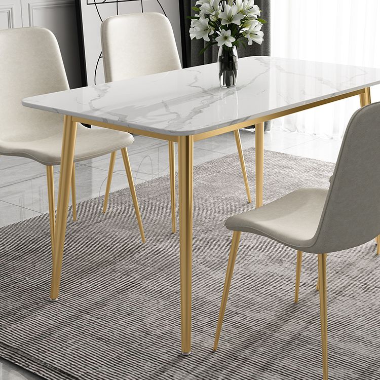 Traditional Luxury Dining Table White Sintered Stone Table with Gold Frame Clearhalo 'Dining Tables & Seating' 'Dining Tables' 'dining_table' 'furn' 'furn_dining_table' 'Furniture' 'furniture_dining_table' 'Kitchen & Dining Furniture' 'kitchen' 'kitchen_dining_table' 1200x1200_747f5093-027e-4eb5-9d2e-6938a4f39b7c