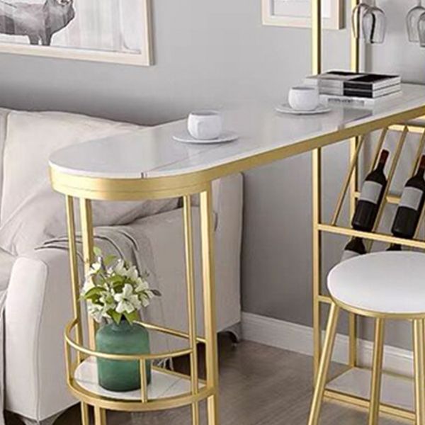 Moderne bistro-bartafel van gesinterd steen, bartafel met metalen onderstel en opbergruimte