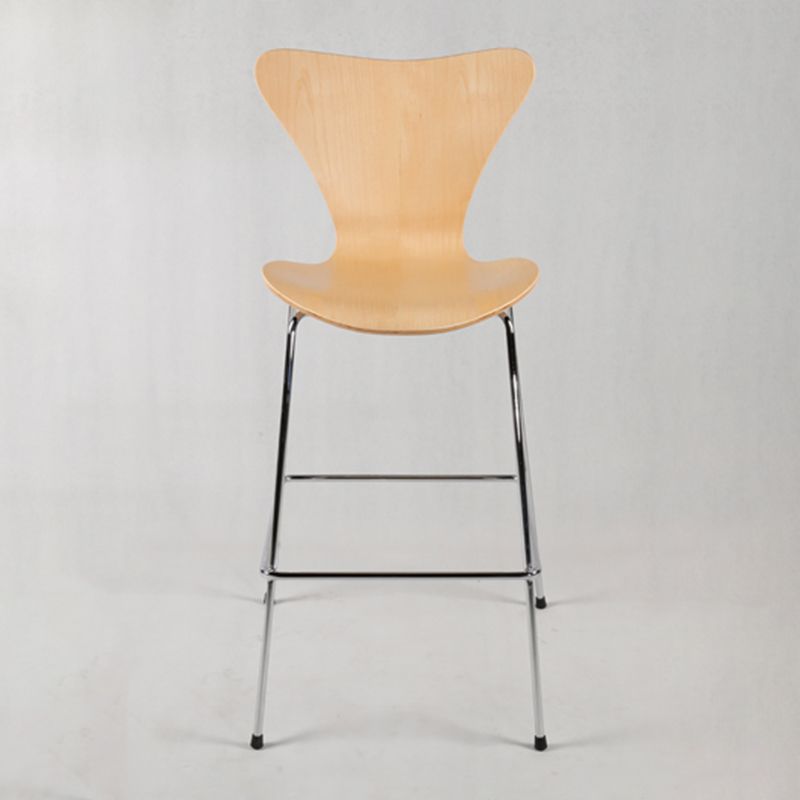 Modern Armless Backrest Bar Stool Wood Kitchen Bar Stool with 4 Metal Legs Clearhalo 'Bar Furniture' 'Bar Stools' 'bar_stools' 'furn' 'furn_bar_stools' 'Furniture' 'Kitchen & Dining Furniture' 1200x1200_7480fd97-7c4e-49a8-8798-94e56a39f29f