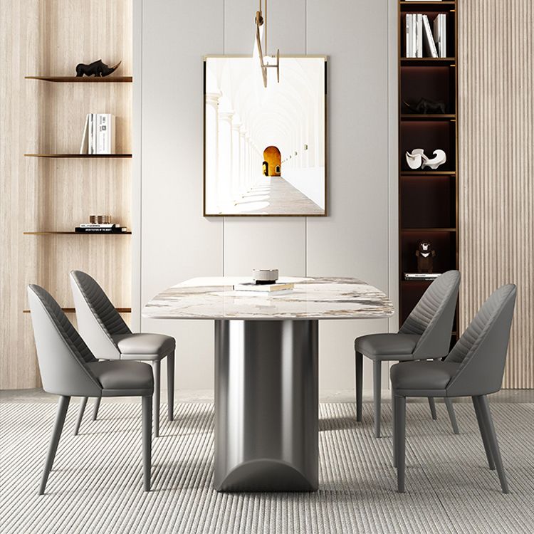 Luxury Sintered Stone Kitchen Home Fixed Double Pedestal Dining Table Clearhalo 'Dining Tables & Seating' 'Dining Tables' 'dining_table' 'furn' 'furn_dining_table' 'Furniture' 'Kitchen & Dining Furniture' 1200x1200_74817212-f7ed-48bd-b905-5b8efa4470ba