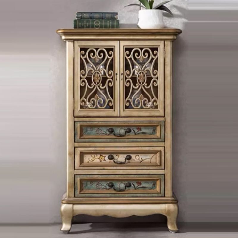 Door Cabinet Mid Century Distressed Solid Wood Storage Cabinet with Drawers Clearhalo 'Cabinets & Chests' 'cabinets_chests' 'furn' 'furn_cabinets_chests' 'Furniture' 'Living Room Furniture' 1200x1200_7483a430-9f61-459d-ab35-98034ab40054