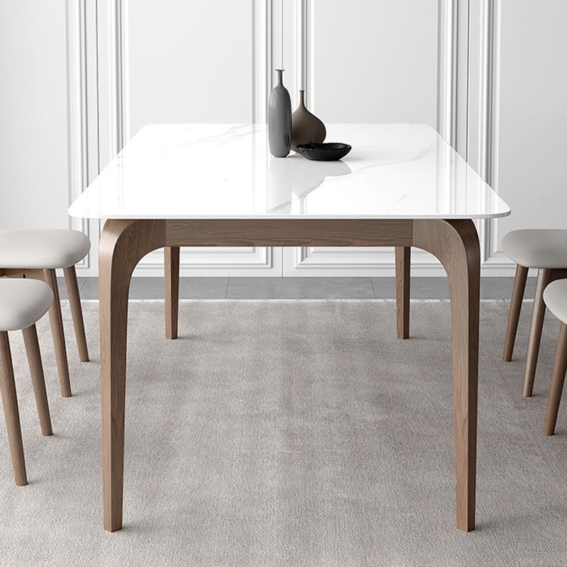 Mid-Century Dinette Table Rectangle Stone Dining Table in White Clearhalo 'Dining Tables & Seating' 'Dining Tables' 'dining_table' 'furn' 'furn_dining_table' 'Furniture' 'Kitchen & Dining Furniture' 1200x1200_74841204-7921-49b5-85f0-152e1d196dab