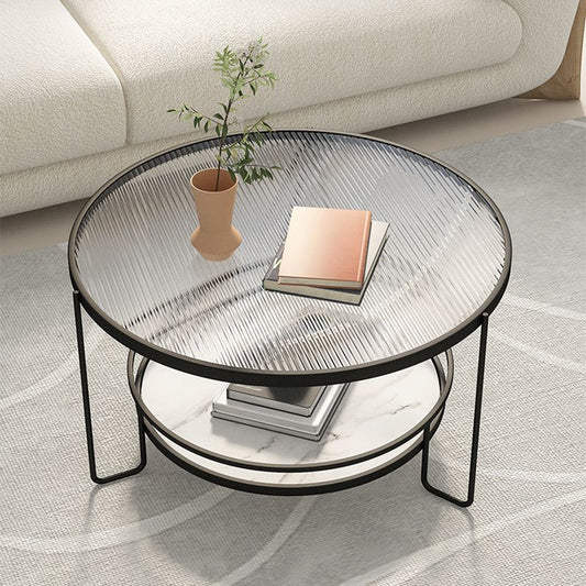 Round Tropical Single Coffee Table No Distressing Glass Coffee Table with 3 Legs Clearhalo 'Coffee & Accent Tables' 'Coffee Tables' 'coffee_tables' 'furn' 'furn_coffee_tables' 'Furniture' 'Living Room Furniture' 1200x1200_748490fc-2839-4503-8e53-2b0261f3ba16