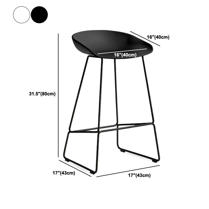 Nordic Style Plastic Bar Stools Footrest Indoor Counter Stool with Metal Legs