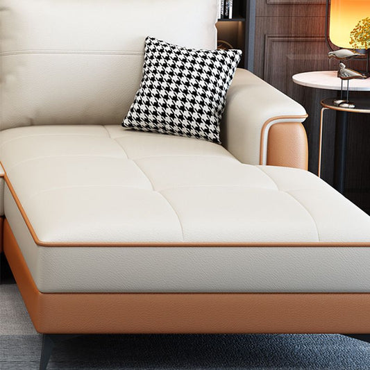 Faux Leather Modern Recessed Arm Sofa 134.6*66.9*38.2 Loose Back Sofa & Chaise Clearhalo 'furn' 'furn_sectionals' 'Furniture' 'furniture_sectionals' 'Living Room Furniture' 'Sectionals' 1200x1200_7488bd65-9234-4f9e-8eda-1a9833ed1459