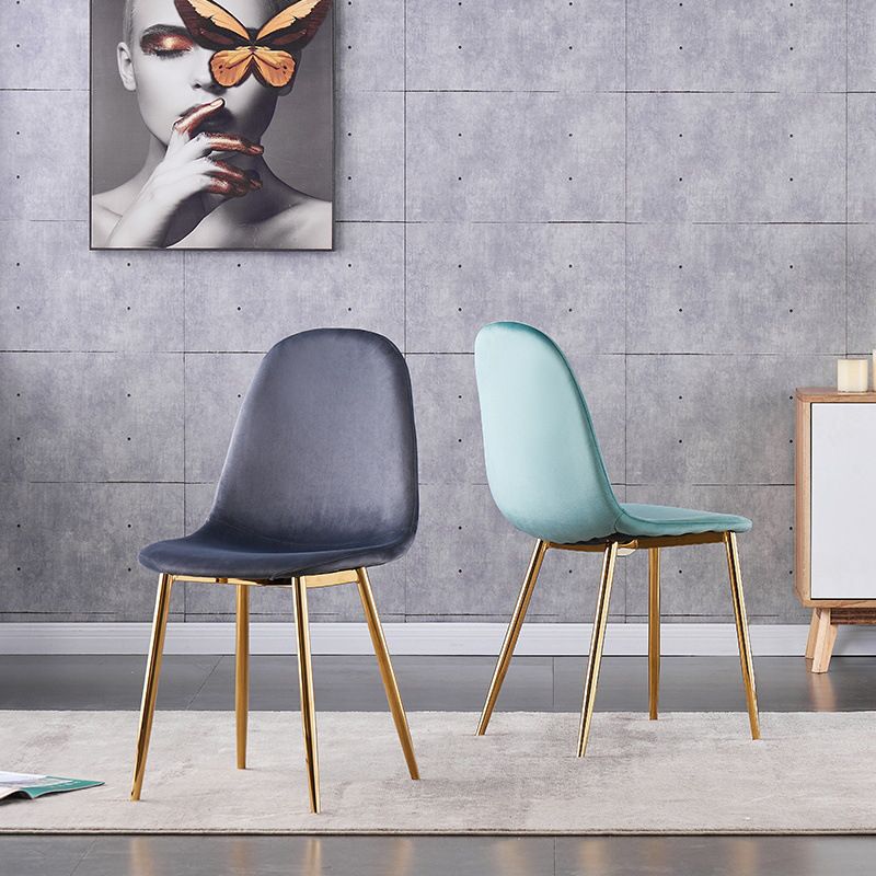 Indoor Armless Dining Chairs Velvet Solid Back Side Chairs with Metal Legs Clearhalo ' kitchen&dining_furn' 'Dining Chairs' 'Dining Tables & Seating' 'dining_chair' 'furn' 'furn_dining_chair' 'Furniture' 'furniture_dining_chair' 'Kitchen & Dining Furniture' 'kitchen' 1200x1200_74895a30-fafc-49eb-be6e-f43b5e3a0718