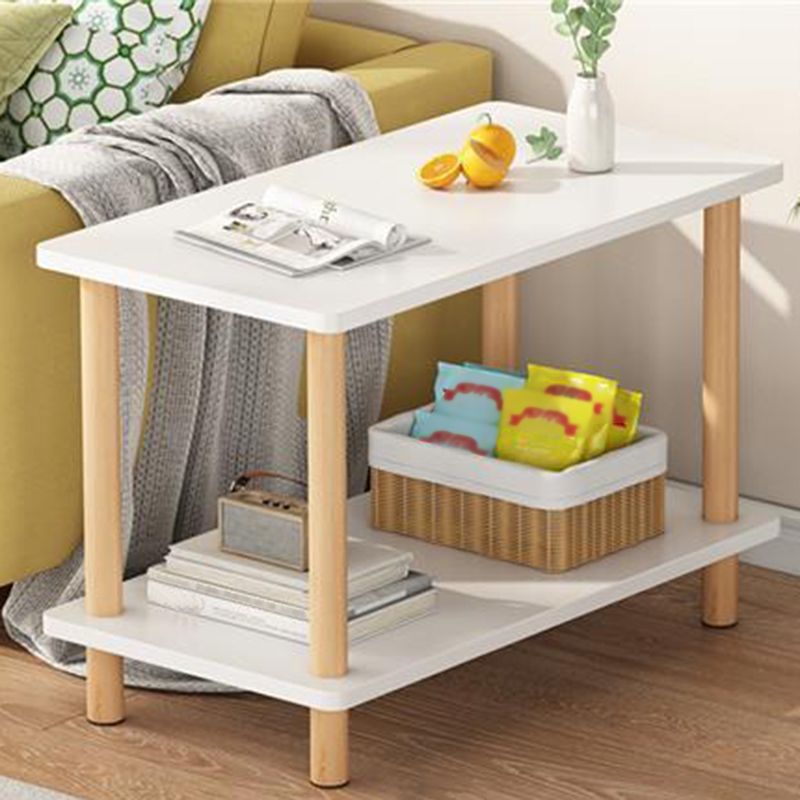 Scandinavian Wood Top End Table 4 Legs Sofa Side Table with Storage