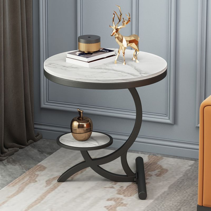 Modern Double Tier Minimalist End Table Abstract Round Corner Table Clearhalo 'Coffee & Accent Tables' 'End & Side Tables' 'end_side_tables' 'furn' 'furn_end_side_tables' 'Furniture' 'Living Room Furniture' 1200x1200_748a66ed-ae82-4992-a417-e472a56b959e