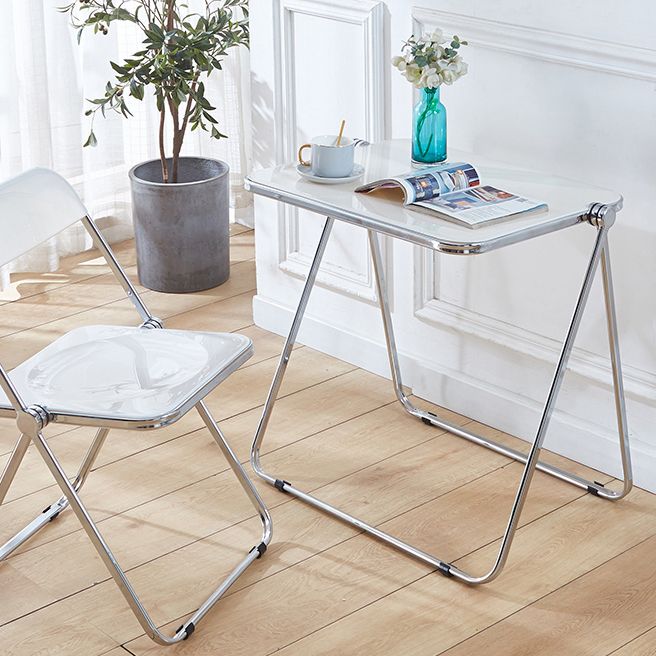 Acrylic Curved Writing Desk Folding Contemporary Desk 25.2"L x 19.7"W x 27.6"H Clearhalo 'furn' 'furn_office_desk' 'Furniture' 'Office Desks' 'Office Furniture' 'office_desk' 1200x1200_748b4b4e-1d3e-46f0-baef-d5049cc3dd3b