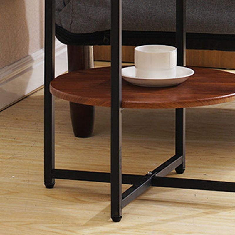 Contemporary Cross Legs End Table Round Double Tier End Table