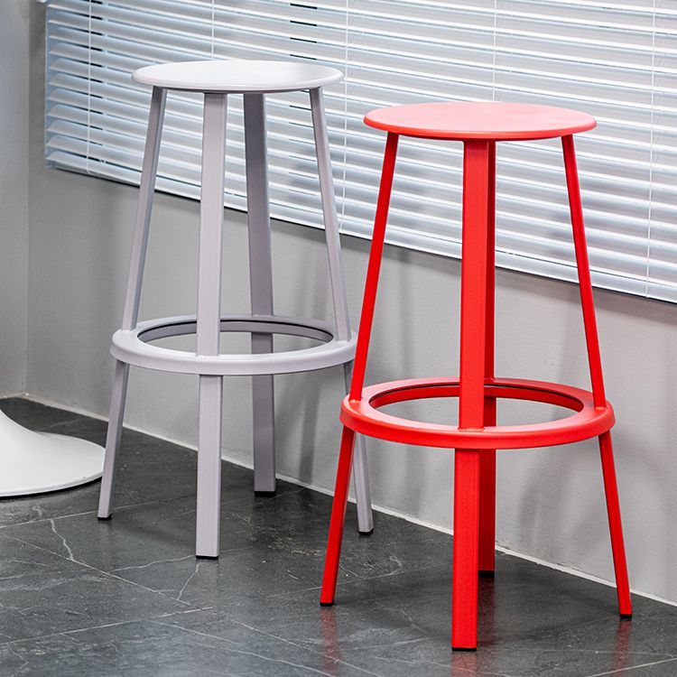 Contemporary Metal Base Backrest Counter High Stool with 4 Legs