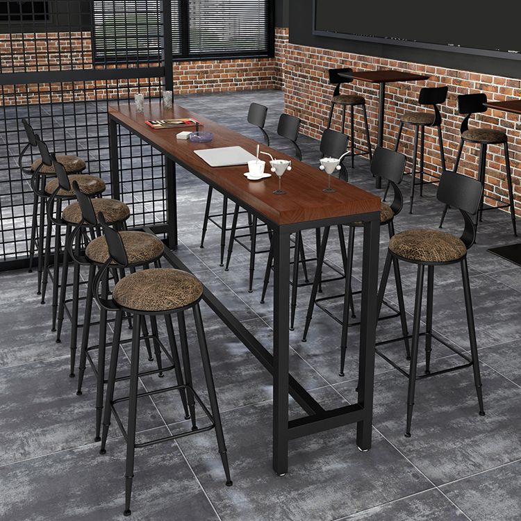 Table à manger à barre en bois table rectangle industriel table avec piédestal à chevalet pour café