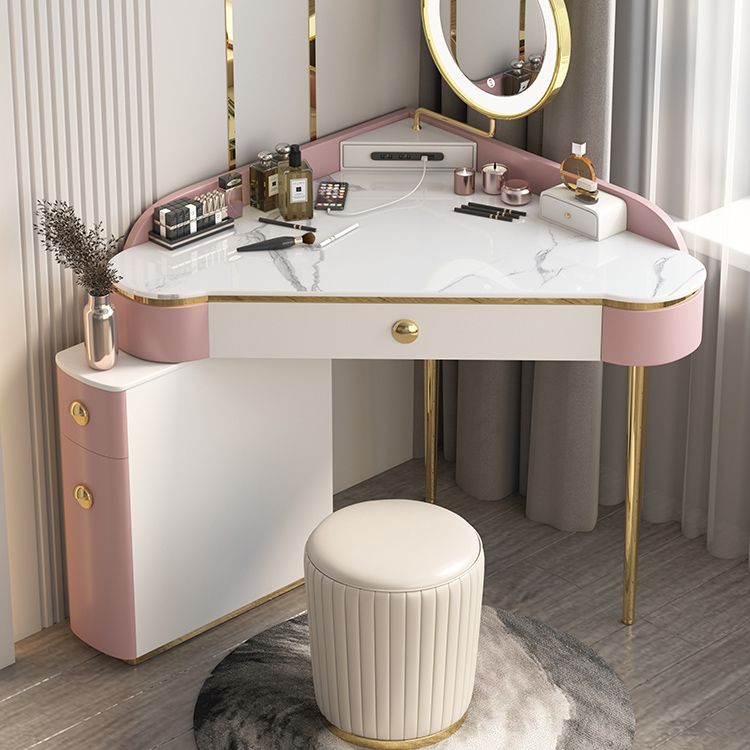 Contemporary Rectangle Make-up Vanity with 3 Drawers and Metal Base