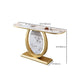 12 inch Wide Glam Console Table Half Moon Stone Accent Table with Legs Clearhalo 'Console Tables' 'console_tables' 'Entry & Mudroom Furniture' 'furn' 'furn_console_tables' 'Furniture' 1200x1200_748edb4a-d72f-48bb-a91a-ceb1e3d5af07
