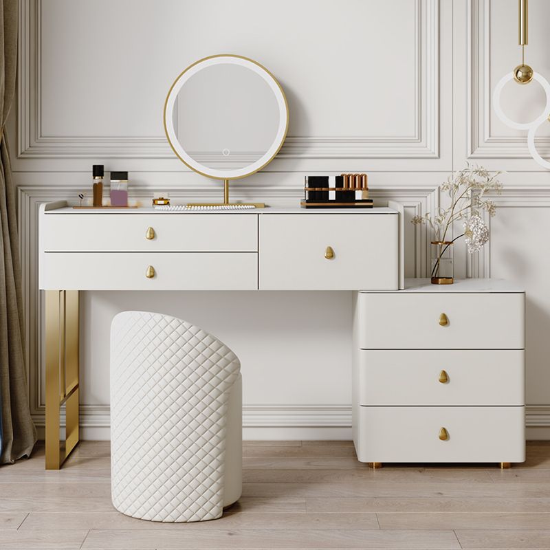 Dresseur beige ensemble avec tiroirs de rangement vanité de maquillage en pierre