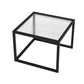 Modern Square Glass Coffee Table Iron Frame Base Cocktail Table