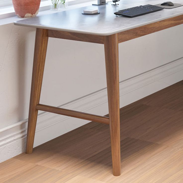 30"H Contemporary Office Desk L-Shape Ash Gray Writing Desk for Bedroom