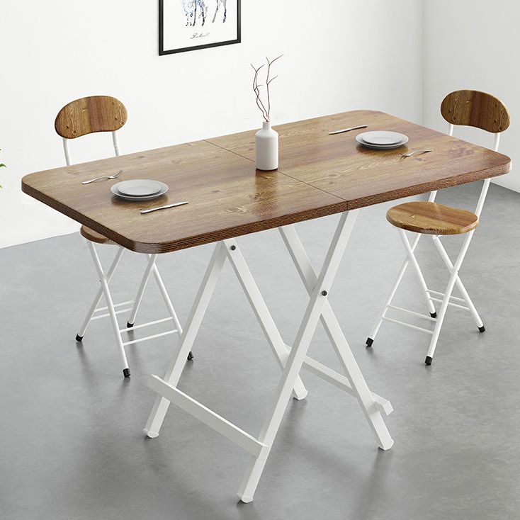 Metal and Wood Table Mid-Century Modern Style Folding Dining Table Clearhalo 'Dining Tables & Seating' 'Dining Tables' 'dining_table' 'furn' 'furn_dining_table' 'Furniture' 'Kitchen & Dining Furniture' 1200x1200_74914759-538a-472c-a850-244776981e4b
