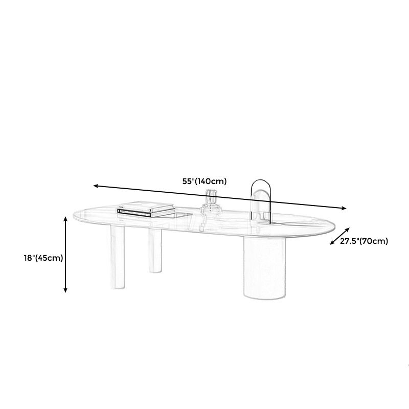 Modern Style White/Black Rock Slab Top Iron Craft Round Coffee Table