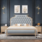 Modern Storage Bed Button-tufted Bed Frame with Headboard for Bedroom