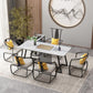 Metal and Slate Table Glam Style Home Minimalist Rectangular Dining Table