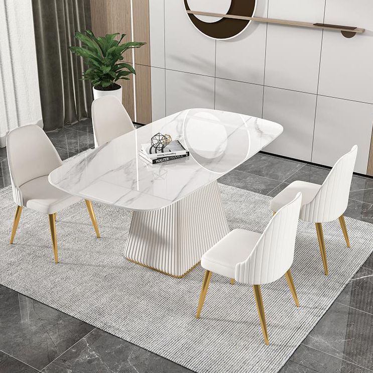 Mesa de comedor rectangular de piedra sinterizada moderna para uso doméstico