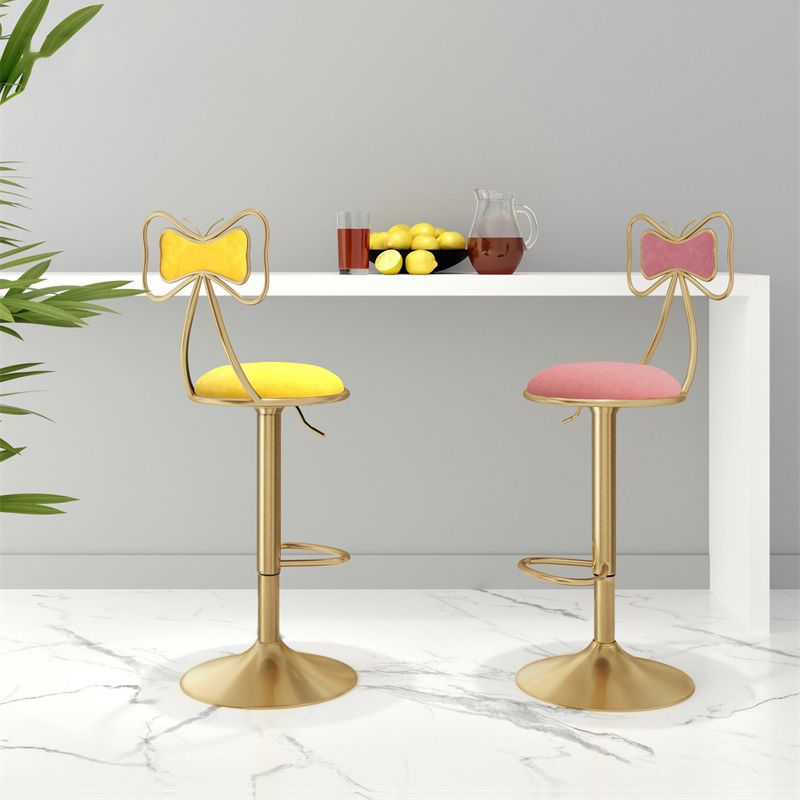 Glam Iron Adjustable Swivel Barstool Low Back Indoor Tall Stool with Upholstered Seat Clearhalo 'Bar Furniture' 'Bar Stools' 'bar_stools' 'furn' 'furn_bar_stools' 'Furniture' 'furniture_bar_stools' 'Kitchen & Dining Furniture' 1200x1200_7496ca72-ebee-4f9b-b734-0ba6e621d352